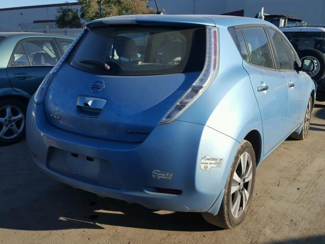 1N4AZ0CP6FC330662 - 2015 NISSAN LEAF S BLUE photo 4