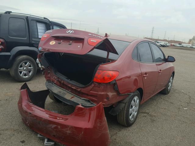 KMHDU46D99U659221 - 2009 HYUNDAI ELANTRA GL RED photo 4