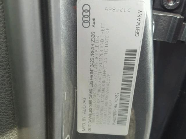 WAUTPBFF1HA147852 - 2017 AUDI A3 E-TRON GRAY photo 10