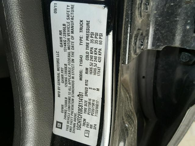 1GCHTCFE0C8114181 - 2012 CHEVROLET COLORADO L BLACK photo 10