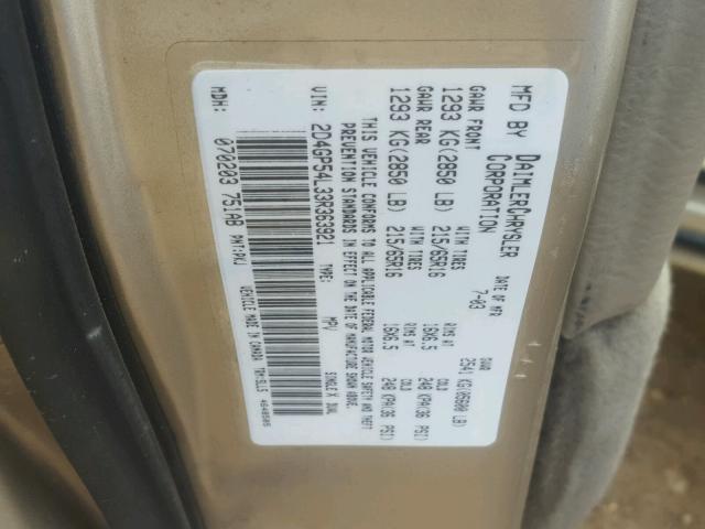 2D4GP54L33R363921 - 2003 DODGE GRAND CARA GOLD photo 10