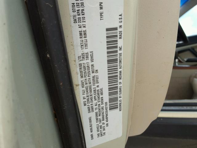 4S4BP86C554321533 - 2005 SUBARU LEGACY OUT BEIGE photo 10