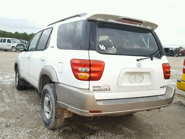 5TDZT34A93S153691 - 2003 TOYOTA SEQUOIA SR WHITE photo 3