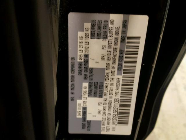 JM1CR29L580311088 - 2008 MAZDA 5 BLACK photo 10