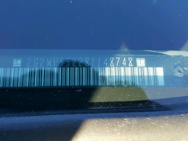 2G2WP552281148748 - 2008 PONTIAC GRAND PRIX BLUE photo 10