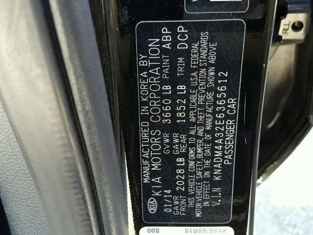 KNADM4A32E6365612 - 2014 KIA RIO LX Սև լուսանկար 10