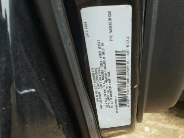 4S3BL676364208064 - 2006 SUBARU LEGACY GT BLACK photo 10