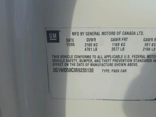 2G1WD58C069235130 - 2006 CHEVROLET IMPALA SUP 白色 照片 10