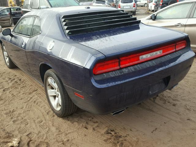 2C3CDYAG1DH742330 - 2013 DODGE CHALLENGER BLUE photo 3