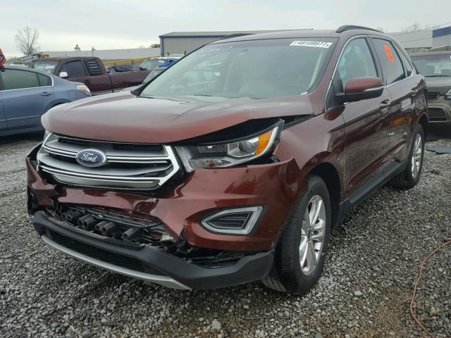 2FMTK3J97FBB19480 - 2015 FORD EDGE SEL BROWN photo 2