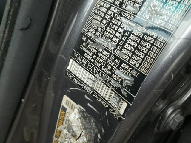 SALMF114X5A191265 - 2005 LAND ROVER RANGE ROVE GRAY photo 10