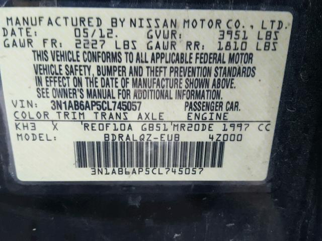 3N1AB6AP5CL745057 - 2012 NISSAN SENTRA 2.0 BLACK photo 10