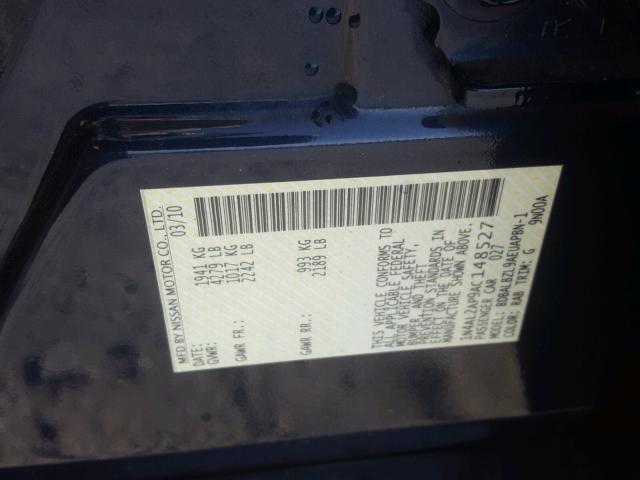 1N4AL2AP9AC148527 - 2010 NISSAN ALTIMA BAS BLUE photo 10