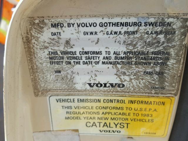 YV1AX8848D1871437 - 1983 VOLVO 244 DL CREAM photo 10