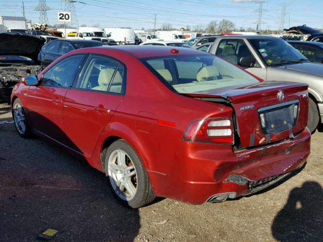 19UUA66247A031087 - 2007 ACURA TL RED photo 3