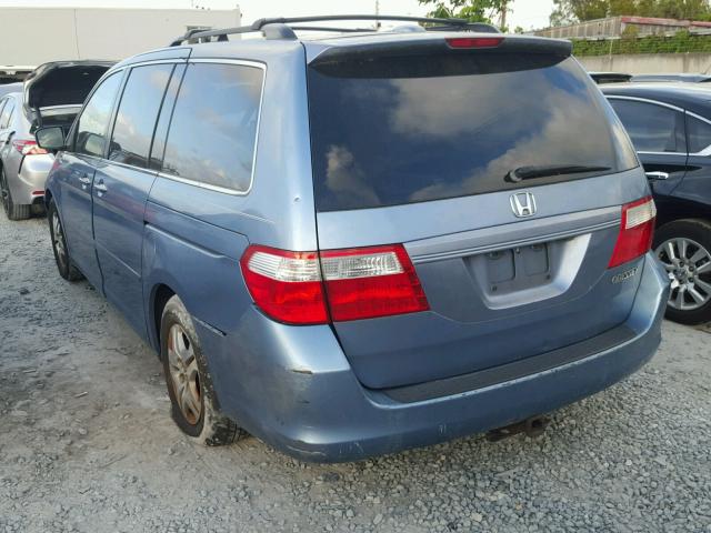 5FNRL38745B092255 - 2005 HONDA ODYSSEY EX BLUE photo 3