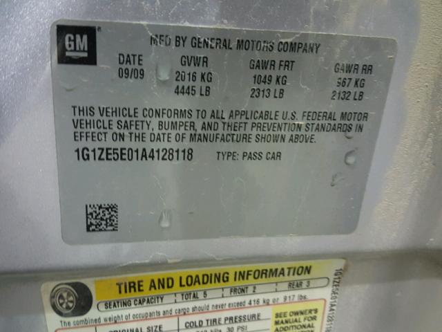 1G1ZE5E01A4128118 - 2010 CHEVROLET MALIBU LTZ 银色 照片 10