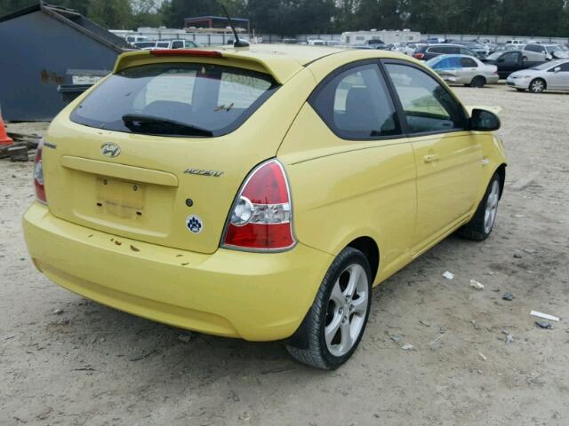 KMHCN36C39U124833 - 2009 HYUNDAI ACCENT SE YELLOW photo 4