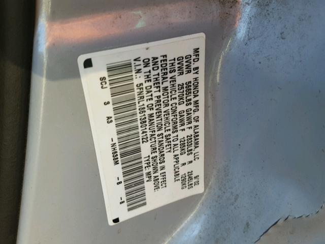 5FNRL18613B014122 - 2003 HONDA ODYSSEY EX SILVER photo 10