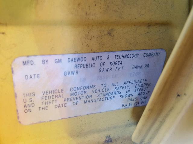 KL1TD626X5B357209 - 2005 CHEVROLET AVEO BASE Żółty zdjęcie 10