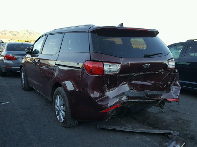 KNDMB5C12G6114375 - 2016 KIA SEDONA LX BURGUNDY photo 3