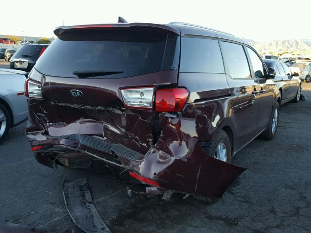 KNDMB5C12G6114375 - 2016 KIA SEDONA LX BURGUNDY photo 4