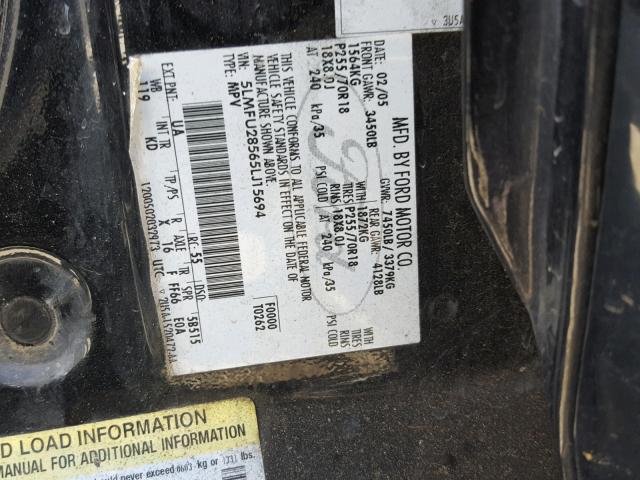 5LMFU28565LJ15694 - 2005 LINCOLN NAVIGATOR 黑色 照片 10