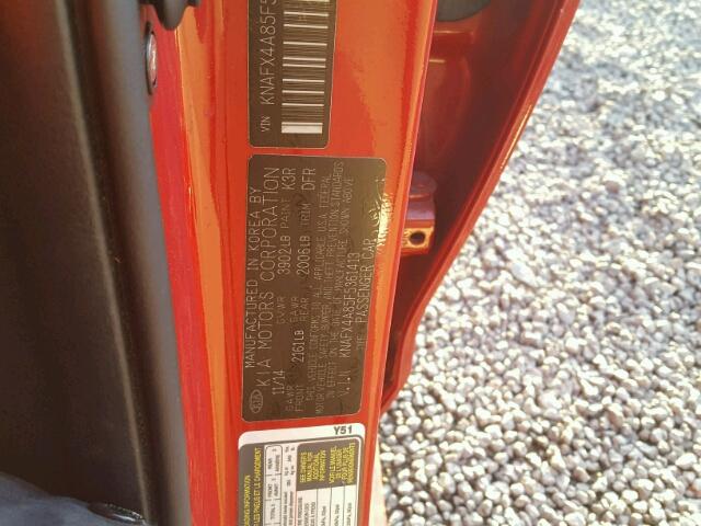 KNAFX4A85F5361413 - 2015 KIA FORTE EX RED photo 10