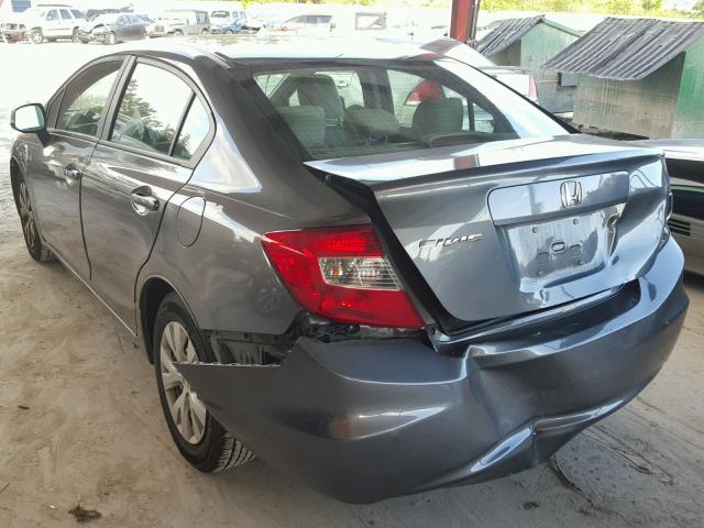 19XFB2F57CE091654 - 2012 HONDA CIVIC LX CHARCOAL photo 3