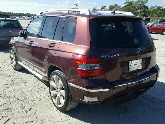 WDCGG5GB3AF375761 - 2010 MERCEDES-BENZ GLK 350 BURGUNDY photo 3