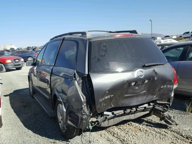 5N1BV28U75N115231 - 2005 NISSAN QUEST S GRAY photo 3