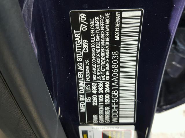 WDDHF5GB1AA068038 - 2010 MERCEDES-BENZ E 350 BLUE photo 10