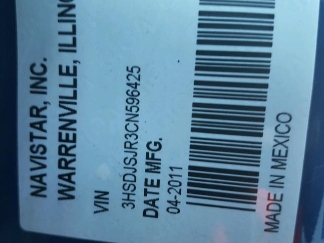 3HSDJSJR3CN596425 - 2012 INTERNATIONAL PROSTAR أزرق صورة 10