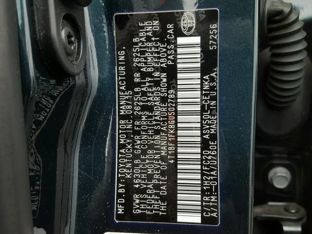 4T1BF1FK8GU502789 - 2016 TOYOTA CAMRY LE ნაცრისფერი ფოტო 10