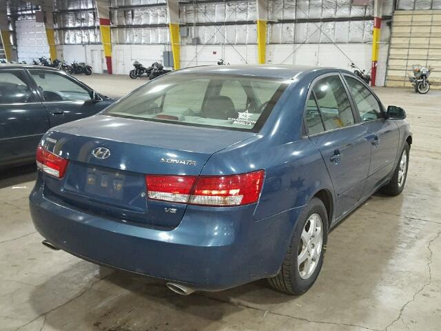 5NPEU46FX7H163085 - 2007 HYUNDAI SONATA SE BLUE photo 4