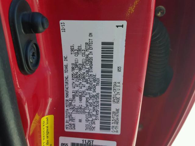 5TFRM5F15EX073856 - 2014 TOYOTA TUNDRA DOU RED photo 10