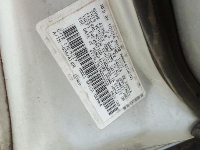 4T1SK12E1NU033358 - 1992 TOYOTA CAMRY LE SILVER photo 10