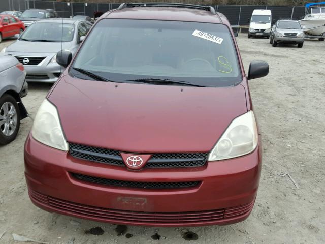 5TDBA23CX4S005216 - 2004 TOYOTA SIENNA LE BURGUNDY photo 9