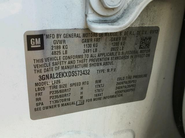 3GNAL2EKXDS573432 - 2013 CHEVROLET CAPTIVA LS 白色 照片 10