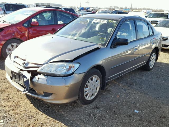 1HGES16515L019592 - 2005 HONDA CIVIC LX GRAY photo 2