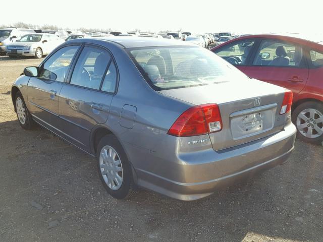 1HGES16515L019592 - 2005 HONDA CIVIC LX GRAY photo 3