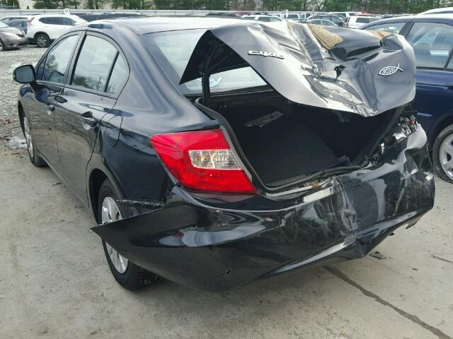 19XFB2F53CE052933 - 2012 HONDA CIVIC LX BLACK photo 3