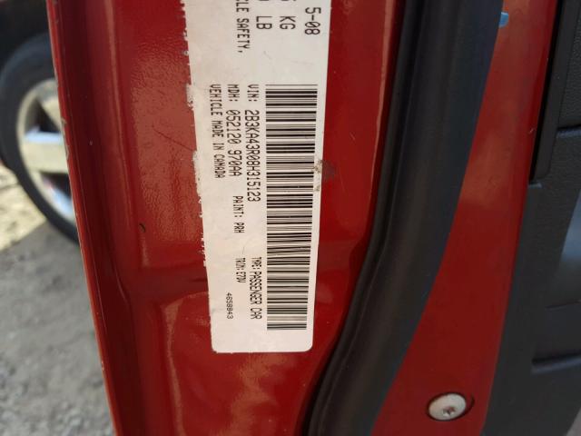 2B3KA43R08H315123 - 2008 DODGE CHARGER BURGUNDY photo 10