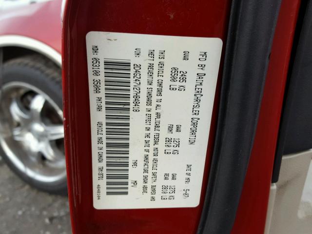 2D4GZ47V27H848418 - 2007 DODGE MAGNUM SXT RED photo 10