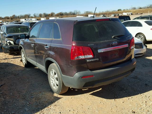 5XYKT3A19DG363423 - 2013 KIA SORENTO LX MAROON photo 3