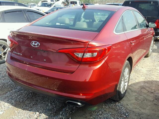 5NPE24AFXFH123648 - 2015 HYUNDAI SONATA SE RED photo 4