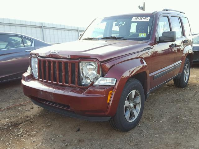 1J8GN28K78W170228 - 2008 JEEP LIBERTY SP MAROON photo 2