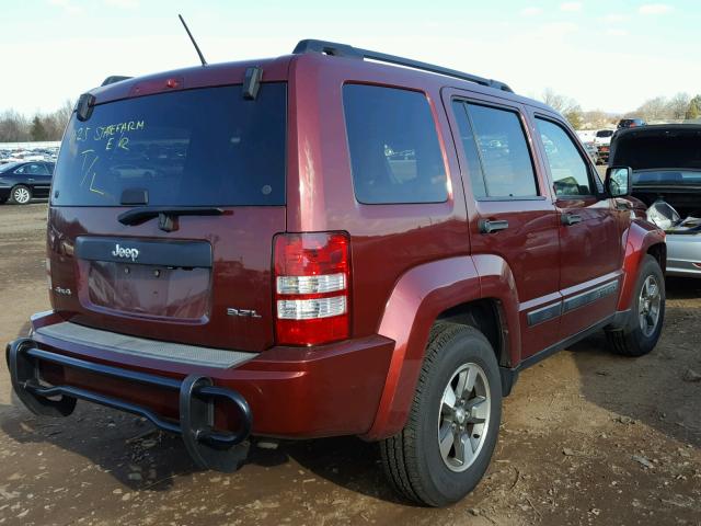 1J8GN28K78W170228 - 2008 JEEP LIBERTY SP MAROON photo 4