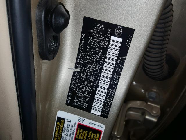 4T1BK3DB3BU413540 - 2011 TOYOTA AVALON BAS Қоңыр фото 10