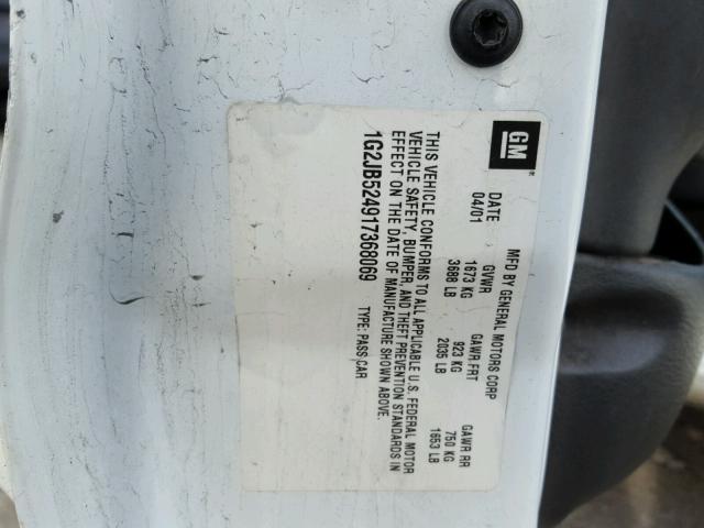 1G2JB524917368069 - 2001 PONTIAC SUNFIRE SE WHITE photo 10